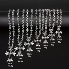 Crow Star Ch Hip-Hop Nightclub Trendy Brand Cross Necklace Handmade Chain Valentine's Day Gift Retro Imitation Silver Jewelry Hanging Chain