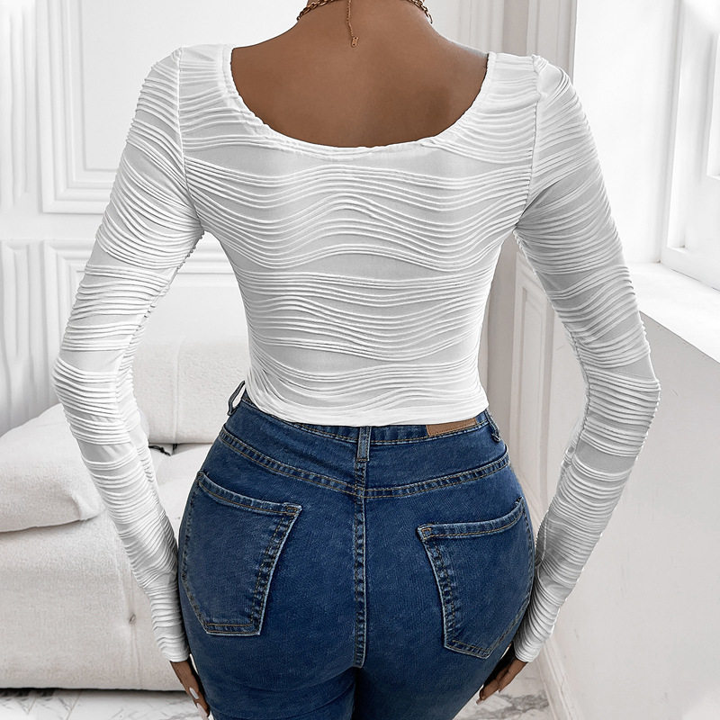 Elegant Long Sleeve T Shirt Slim Fit Solid Color Soft Fabric Casual Wear or Layering Wholesale Available