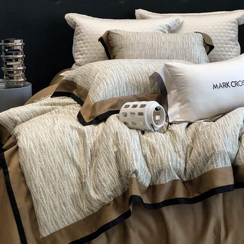 Mark Cross Classy Atmospheric Tencel Cotton Brushed Four-Piece Set for All Seasons, Accessible Luxury and Classy Bed Bed Sheetss and Quilt Covers