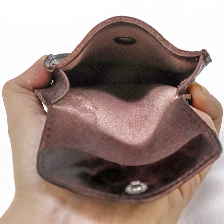 Vintage first layer cowhide vegetable tanned leather hand-brushed coin purse Women's Small soft leather storage bag driver's license bag