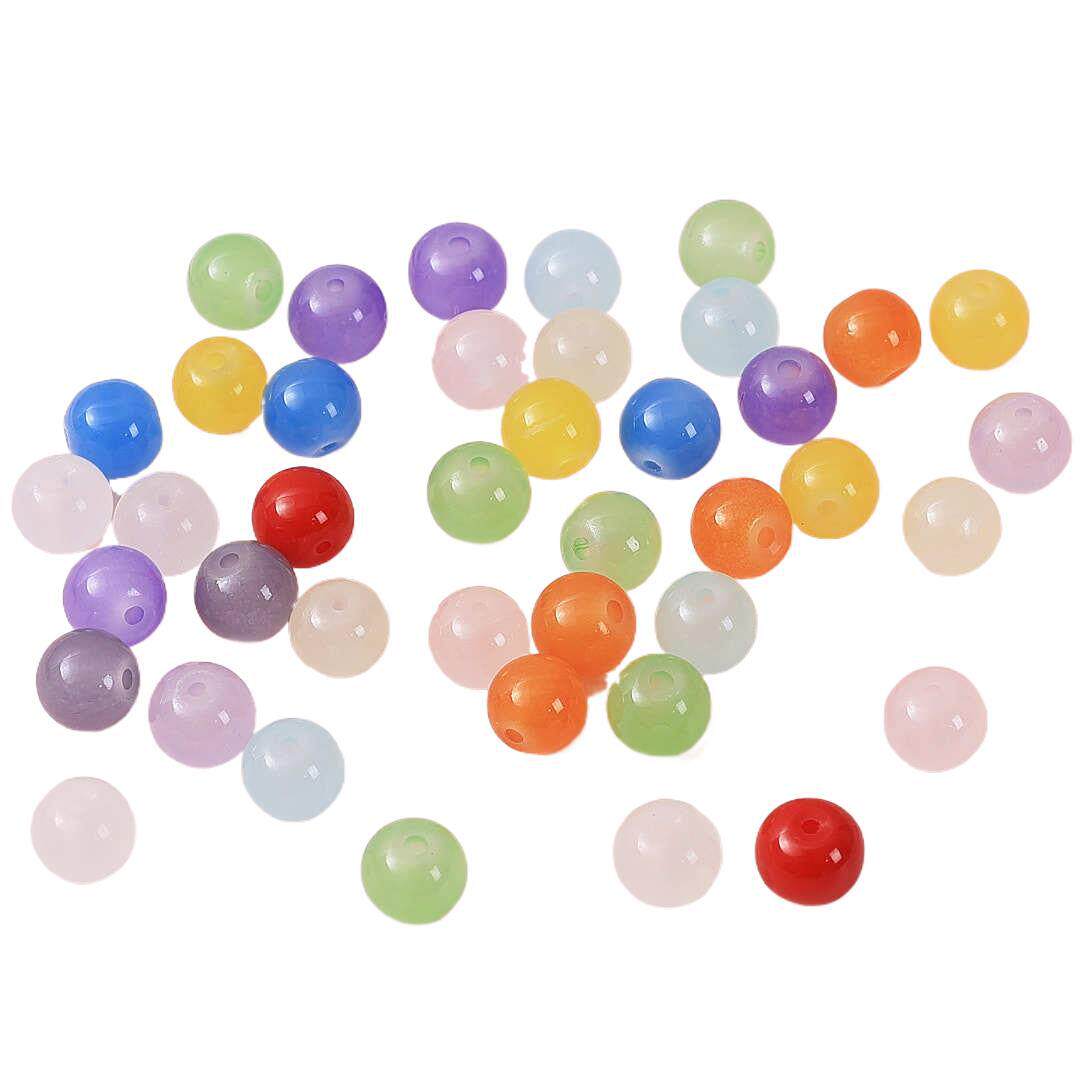 玻璃仿玉圆珠纯色散珠手工diy玉髓手链项链散珠子琉璃珠饰品配件