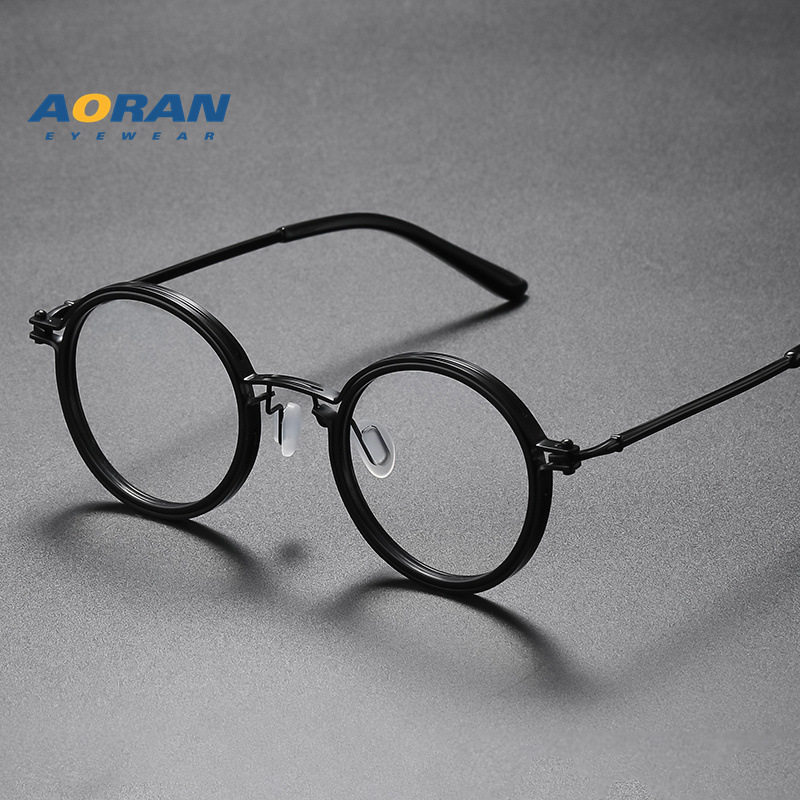 Net red hot selling glasses frame men's business retro round flat lens can be equipped with myopia glasses frame wholesale