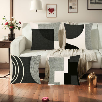 Amazon Xiyin Temu Cross-Border E-Commerce Home Simple Abstract Art Geometric Sofa Office Linen Pillow Case