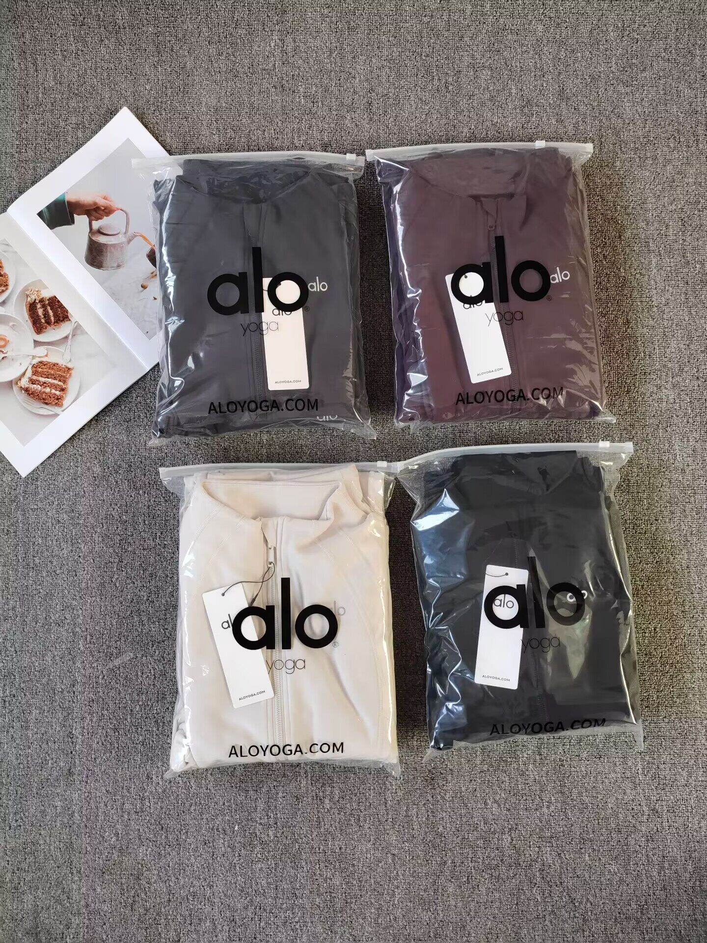 2025 Autumn/Winter New Alo Solid Color Stand Collar Women's Suit Slim Fit Cardigan and Pants Two-Piece Set Wholesale for Women