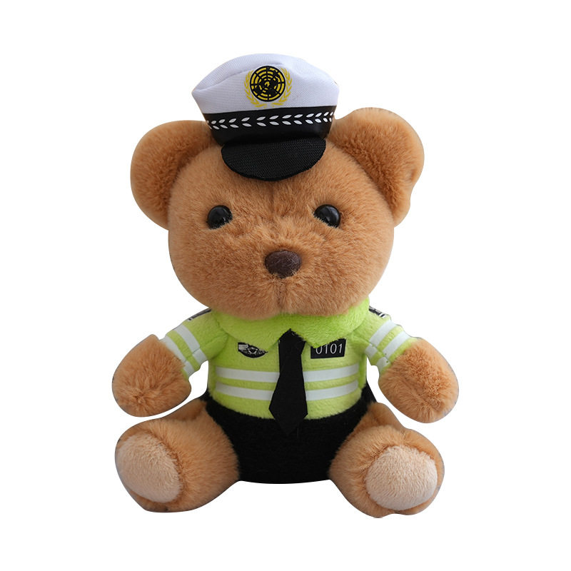 Internet Celebrity Police Bear Plush Doll Cute Fire Bear Doll Pendant Backpack Decoration Teddy Bear Keychain