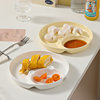 Dumpling Plate with Vinegar Dish, Household Ceramic Dish, Breakfast Divided Plate, High-End Creative Dumpling Special Plate