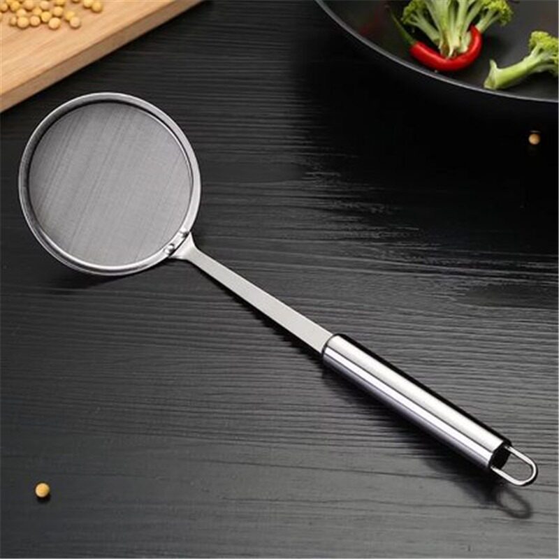 304 Stainless Steel Oil Strainer Spoon, Skimmer Spoon with 100 Mesh Filter, Household Hot Pot Foam Oil Separator, Kitchen Strainer Spoon