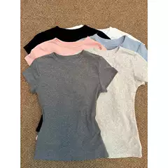 One-Piece Drop-Shipping Short-Sleeved Women's Summer Slim-Fit Hot Girl Base Layer Slimming Top Round Neck Gray T-Shirt