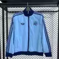 R1040 argentina sky blue retro stand collar stripes color matching jacketoutwear