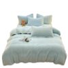 2025 New Finished Jacquard Edge Milk-Colored Four-Piece Bedding Set, Coral All-Season Style Bed Sheet Embroidery Dormitory Three-Piece Set