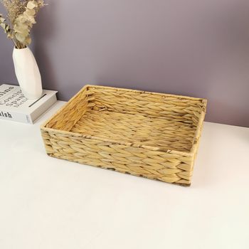 Living room desktop rectangular snack storage basket flower basket straw rattan basket pure hand woven finishing