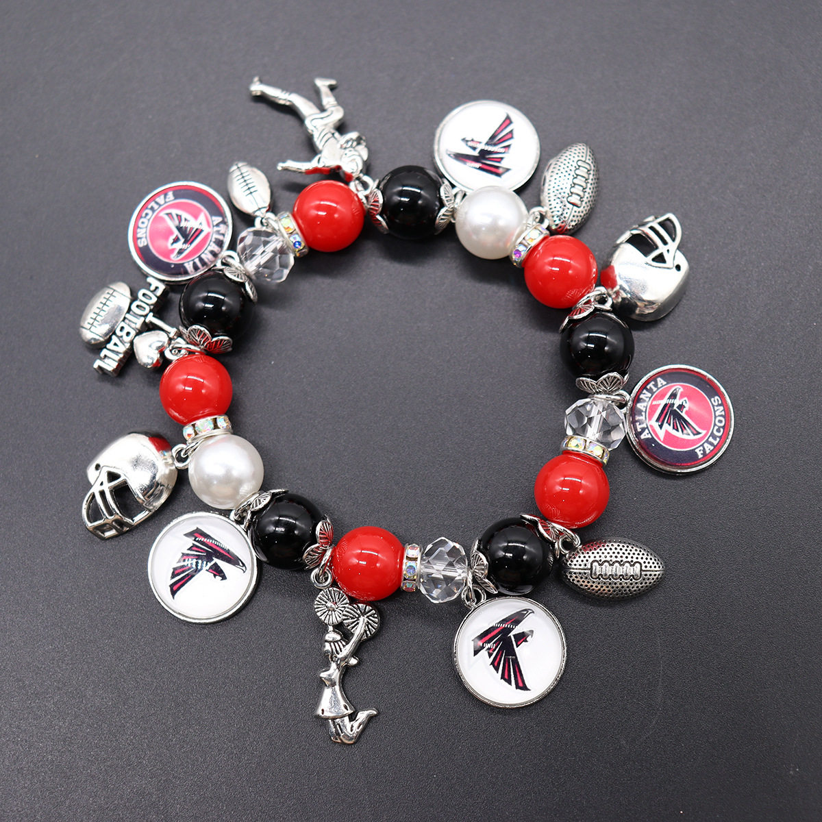Amazon Cross-border New Hot Sale NFL 32 Soccer Team Stretch Beaded Bracelet Unisex Steelers Saints