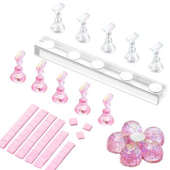 Nail long acrylic nail piece holder Plum Blossom magic color base Clay set beginner fixed nail piece practice stand