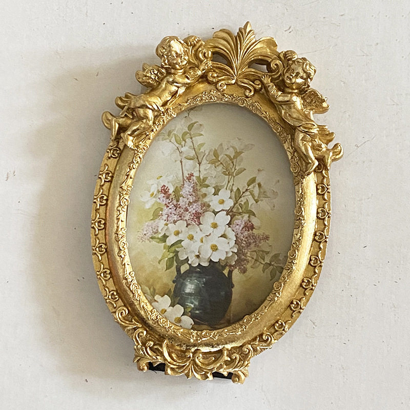 European-style Resin Photo Frame Table 6-inch Oval Resin Picture Frame Home Background Wall Decorations