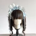 Blue polka dot ribbon headband ll10-02
