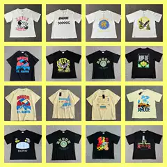 Cross-Border Export Letter Printed Short-Sleeved High Street American Style Loose Casual Couple Round Neck Versatile T-Shirt Men's Clothing