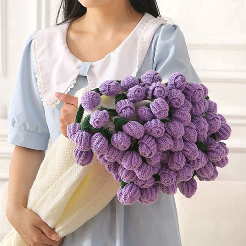 Finished Hand-Knitted Rose Bouquet Blanket, Flower Blanket, Wool Nap Blanket, Blanket for Girlfriend and Best Friend, New Christmas Gift