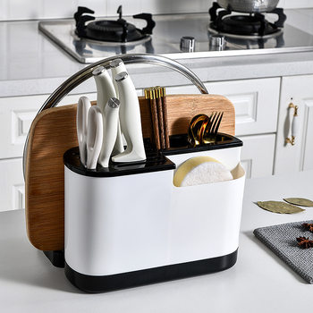 Kitchen Knife Holder Storage Rack, Cutting Board Rack, Integrated Chopstick Holder, Chopstick Tube, Multifunctional Draining Knife and Utensil Holder