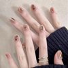 Fairy and desired autumn and winter chestnut nail patch ins wear nail finished product white handmade short fake nail patch