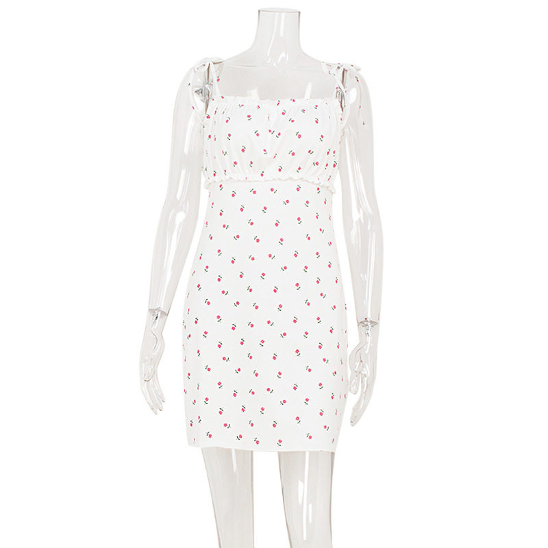 Floral Print A Line Mini Dress Sweet and Fresh Style Summer Casual Wear for Young Women Wholesale Available