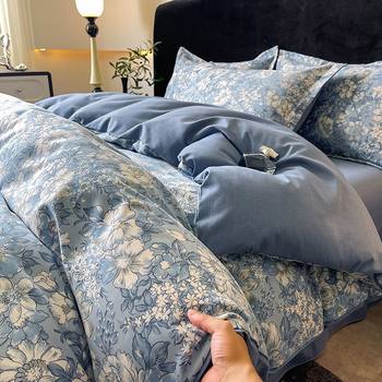 Pure Cotton Thickened Brushed Four-Piece Set Pure Cotton Single Quilt Cover Bed Sheetss Student Dormitory Three-Piece Bedding Set