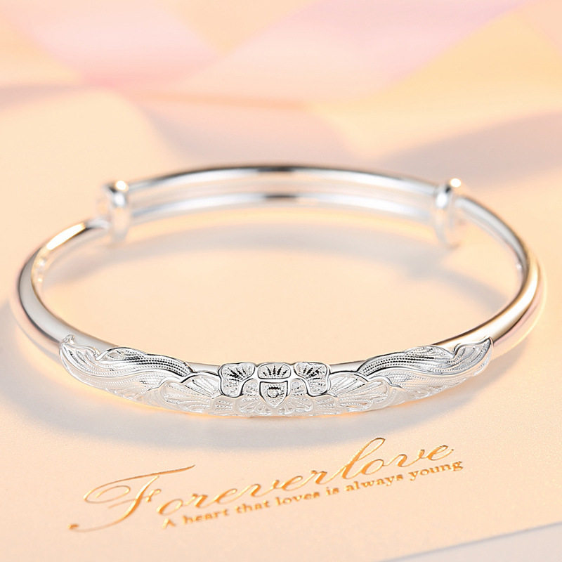 Drunk flower Yin bracelet white copper silk bracelet blooming flowers like brocade young fashion gift for girlfriend open heart