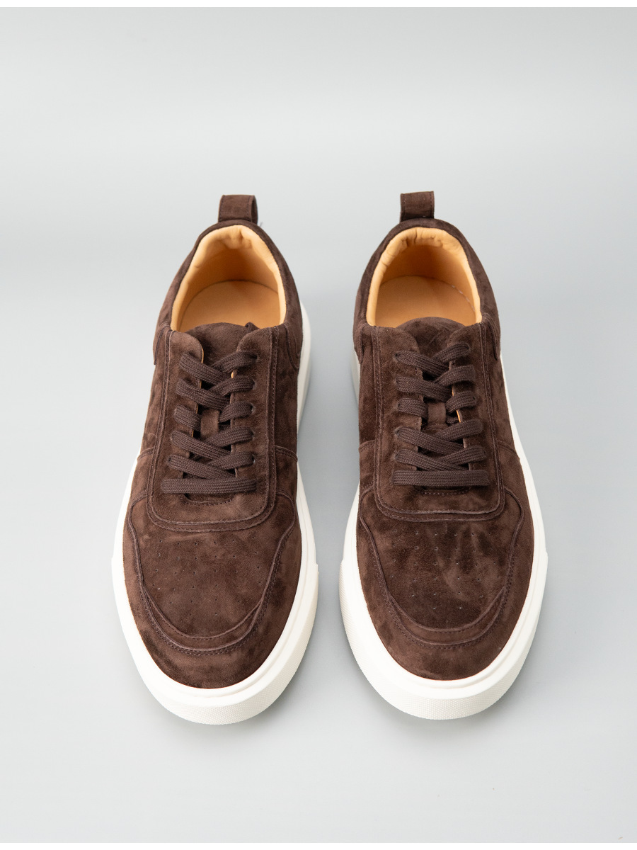 Giày sneaker nam da lộn cao cấp phong cách old money, đế dày giảm chấn — Màu be, Màu cà phê