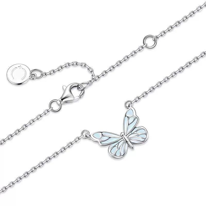 Butterfly Light Necklace Women's Simple Light Luxury Fashion New Blue Luminous Smart Butterfly Mori Aurora Clavicle Chain