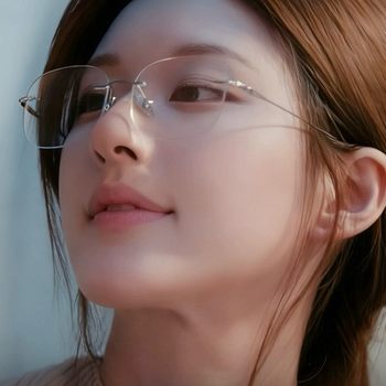 Let Me Dazzle Zhao Lusi's Same Style Rimless Titanium Frame Glasses, High-End Anti-Blue Light Glasses, Can Be Equipped with Myopia 121213