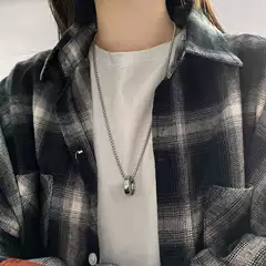 Wang Yibo same titanium steel ring necklace female Net red ins summer hip hop personality couple sweater chain sweater chain