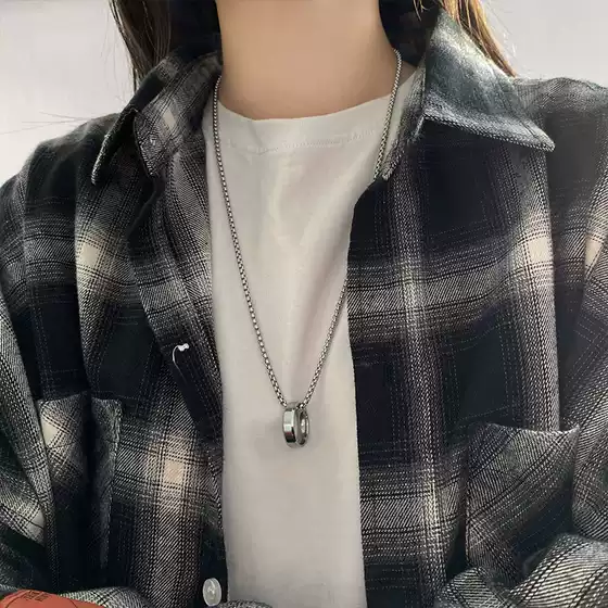 Wang Yibo same titanium steel ring necklace female Net red ins summer hip hop personality couple sweater chain sweater chain