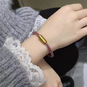 2025 Cinnabar Hose Bracelet DIY Benmingnian Acrylic Men's and Women's Bracelet Transparent Hollow Tube Bracelet with Pink and Purple