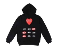 C003D zipper black with red heart on the front