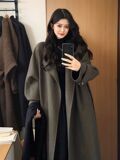 Шерстяное пальто женское средней длины, осень-зима 2025, новый стиль, корейский стиль Хепберн, плотное шерстяное пальто