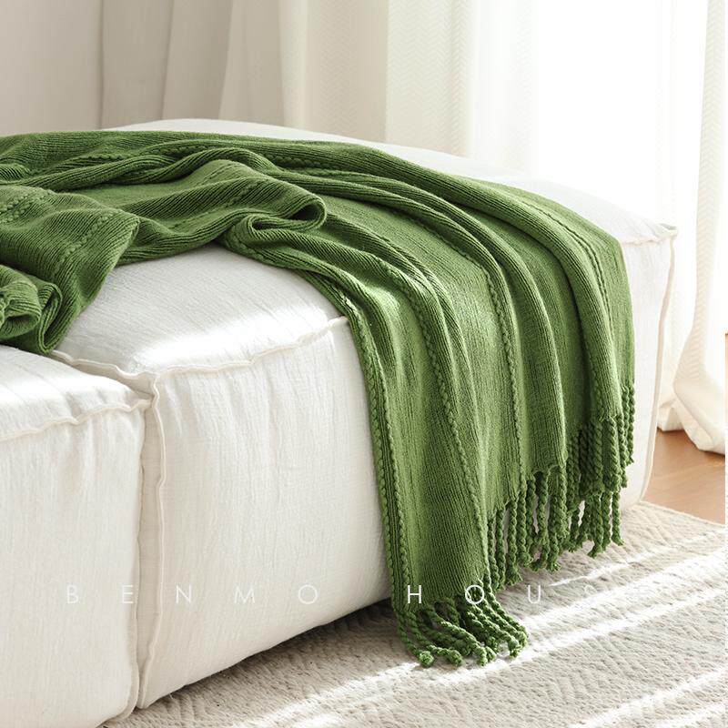 Log Style Knitted Casual Blanket Sofa Decorative Blanket Its Color Model Room Soft Decoration Nap Blanket Towel