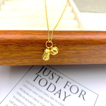 S925 Silver Gold Necklace for Women, Gold Persimmon Peanut Pendant, High-End Niche Style, Gift for Girlfriend