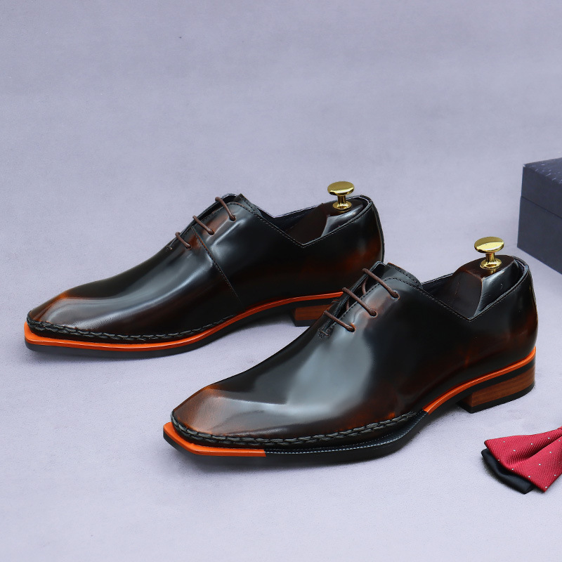 Giày Oxford nam da bò bóng kiểu Anh buộc dây — Màu đen, Màu nâu