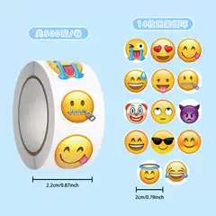500 stickers/roll emoji expression package roll stickers reward stickers cross-border decorative cup sealing tape wholesale