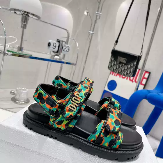Foreign Trade Spring and Summer New Fashion Versatile Comfortable Velcro One-Line Sandals Women's Trendy Flat-Soled Slip-On Slippers