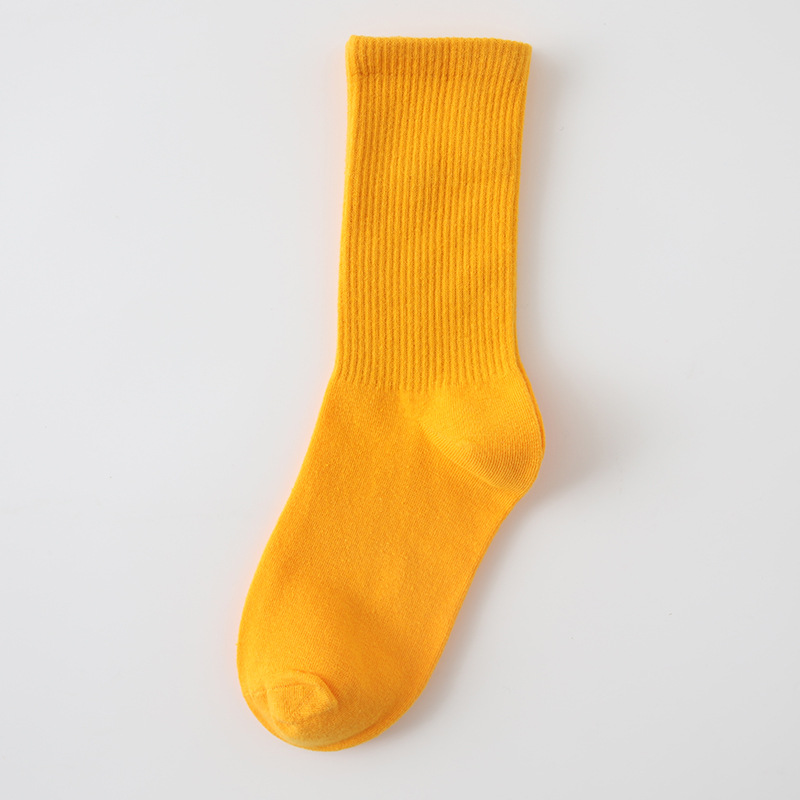 女士秋冬纯色袜糖果色中筒袜ins风彩色堆堆袜棉质街头运动袜