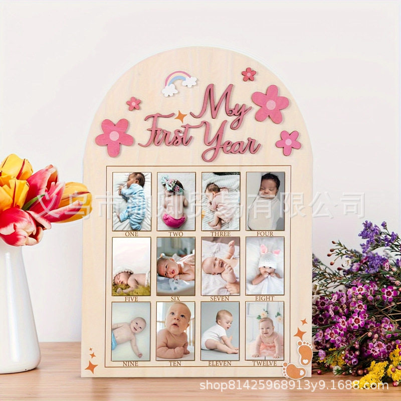 Cross-border Amazon temu for Wooden Baby Memorial Photo Frame Newborn Month Brand Newborn Mileage Photo Frame