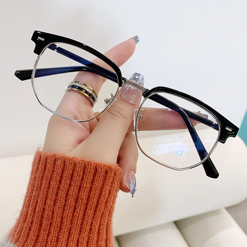 Eyebrow Frame Anti-Blue Light Flat Mirror Retro Women's Glasses Frame Men's Business Casual Trend Science and Engineering Boys' Myopia Glasses
