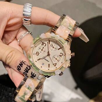 Timini watch new resin three-eye six-pin with calendar fashion personality 2024 new ladies and women watch wholesale