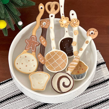 Cute Dessert-Shaped Ceramic Bread Spoon, Muffin Bag, Pineapple Bag, Croissant, Cute Kitchen Spoon