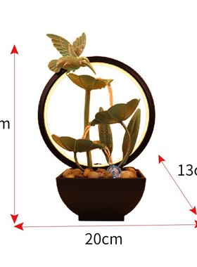 青色咖色流水摆件循环水八方来财小型桌面铁艺工艺品家居喷水装饰