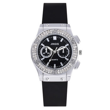 Cross-Border Foreign Trade Popular Men's Watch Double Diamond Large Dial Silicone Quartz Watch Casual Fashion Watch for Women