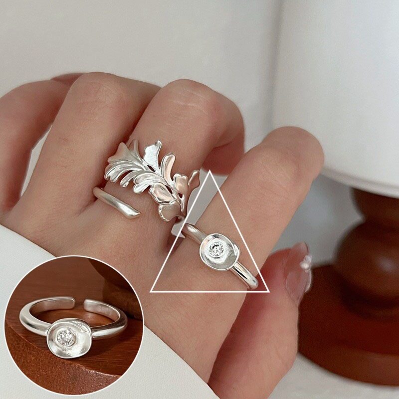 简约几何线条螺旋戒指女时尚设计感冷淡风开口指环旋涡环形食指戒