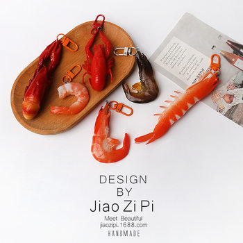 Creative Artificial Shrimp Series Lobster Keychain Personalized Backpack Foodie Ornaments Cute Funny Food Hanging Ornaments