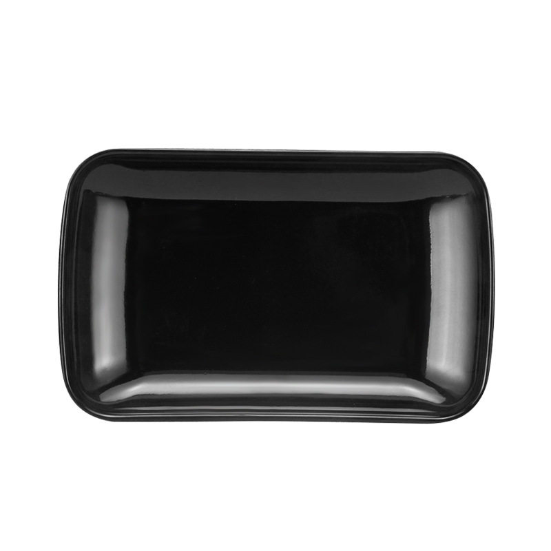 Black Barbecue Plate Commercial Melamine Rectangular Plate Snack Plate Plastic Plate Imitation Porcelain Tableware Rice Roll Special Powder Plate