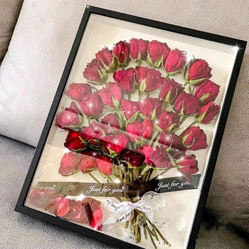 Three-Dimensional Hollow 5cm Dried Flower Photo Frame Creative DIY Bubble Mart Rose Picture Frame Wall Hanging Lego Specimen Table